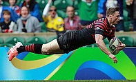 Chris Ashton goes over to score Saracens' first try