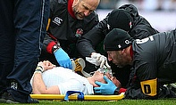 Mike rown was removed by stretcher in the early stages of England's 47-17 victory over Italy