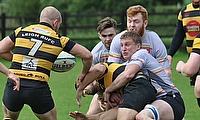Tom Eckersley putting in one of many tackles made throughout the match