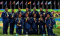Fiji Sevens side with their Olympic Gold medals
