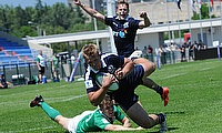 Scotland fly-half Connor Eastgate scores a try against Ireland in their must-win Pool B match at AIA Arena on day two of the World Rugby U20 Champions