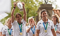 England Women's team celebrating their win in 2014 World Cup