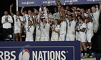 England players celebrate winning the Six Nations title last season