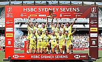 Australia Women's side celebrating the win in Sydney 7s
