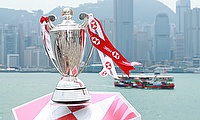 HSBC World Rugby Sevens Series trophy at the captain's photo prior to the HSBC World Rugby Sevens Series Qualifier in Hong Kong