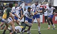 France on the attack against South Africa in their semi-final at the Racecourse Stadium in Rosario