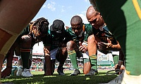 South Africa players in a prayer after the match against Spain on day two