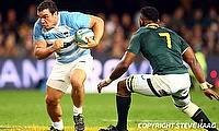 Agustin Creevy (left) scored Jaguares' final try