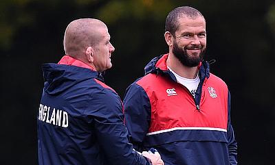 England backs coach Andy Farrell, right, and forwards coach Graham Rowntree, left will be confined to limited roles on Saturday