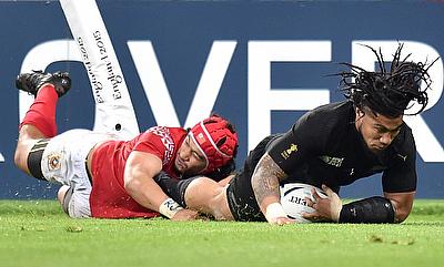 Ma'a Nonu scoring on the occasion of his 100th cap