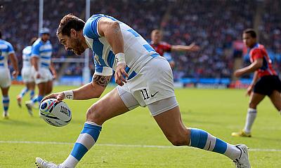 Horacio Agulla dots down for Argentina in the win over Namibia