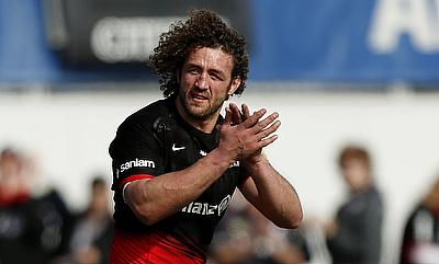 Saracens' Jacques Burger bid farewell to the club after playing his last game for them in the win over Newcastle