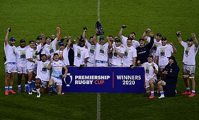 Sale Sharks celebrating the Premiership Cup title victory