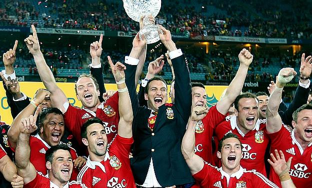 The 2013 British and Irish Lions celebrate their Test series victory against Australia