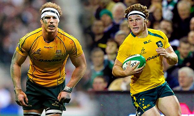 David Pocock and Michael Hooper battling it out in the backrow