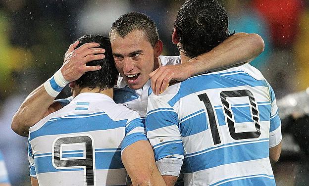 Juan Imhoff, centre, led Argentina to a famous win