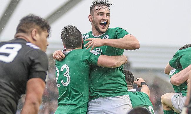 Ireland celebrate a first ever victory over New Zealand at the World Rugby U20 Championship