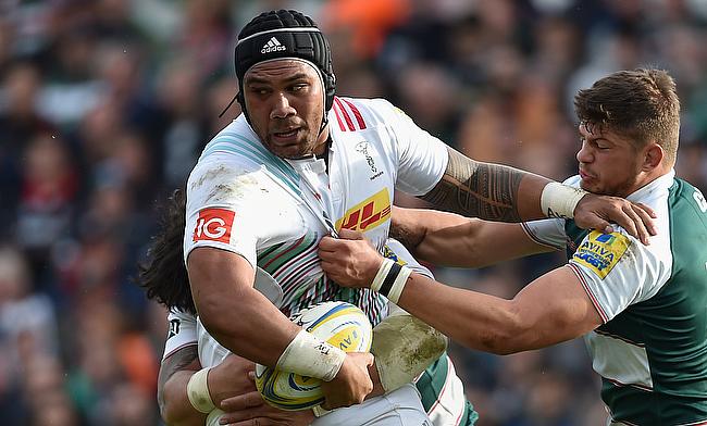 Harlequins forward Mathew Luamanu (left) has been handed a three-week ban after being sent off against Sale Sharks.