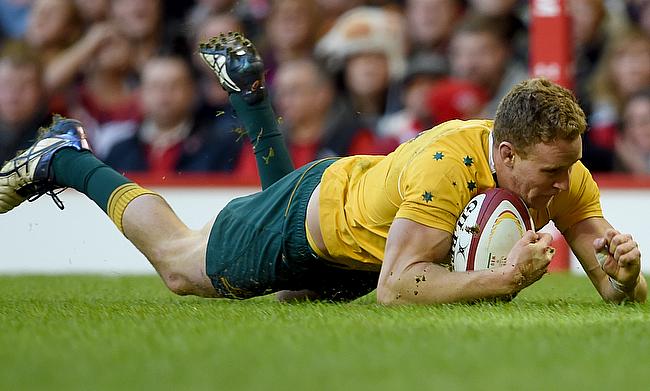 Reece Hodge goes in for one of Australia's tries