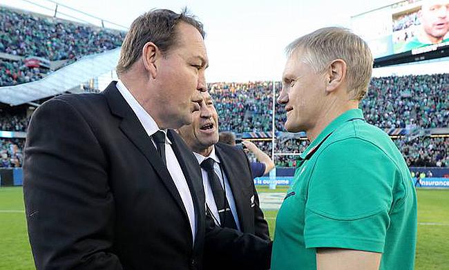 Mutual respect: Steve Hansen shakes hands with Joe Schmidt