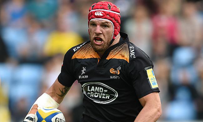Wasps' James Haskell was forced off against Leicester with a head injury.