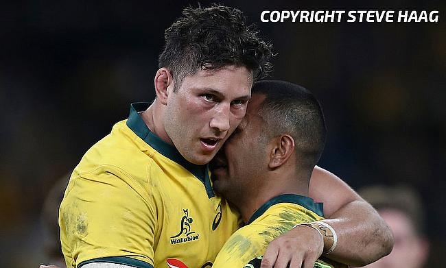 Adam Coleman (left) scored the opening try for Australia