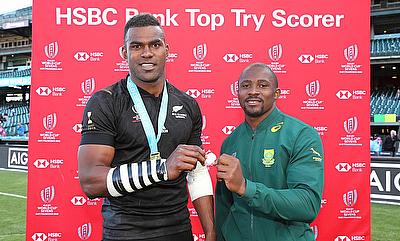 New Zealand's Joe Ravouvou and South Africa's Siviwe Soyizwapi are the men's HSBC Bank Top Try Scorers of Rugby World Cup Sevens 2018