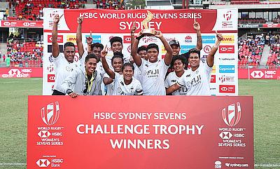Fiji beats England to win the Challenge Trophy Final on day two of the HSBC World Rugby Women's Sevens Series in Sydney