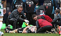 Ospreys' Dan Baker received treatment on the pitch after the incident