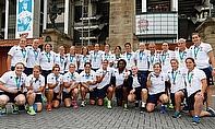 England Womens Rugby team outside of Twickenham