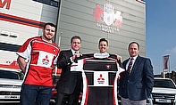 Ben Morgan, Lance Bradley (MD, Mitsubishi Motors (UK), Stephen Vaughan (CEO, Gloucester Rugby) and David Humphreys