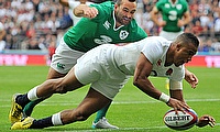 Anthony Watson goes over to score England's second try