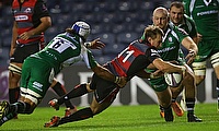 Tom Brown dots down a try for Edinburgh