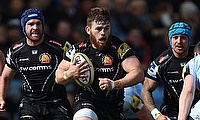 Luke Cowan-Dickie, centre, scored a hat-trick of tries for Exeter