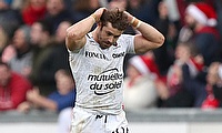 Leigh Halfpenny reacts after missing a late kick for Toulon against Scarlets