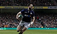 Scotland's Alex Dunbar scored Glasgow's third try against Edinburgh