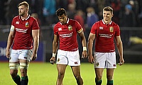 Owen Farrell, right, helped swing the game in the Lions' favour