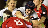 Claire Purdy in action against Canada.