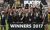 Wasps celebrating Singha Premiership Rugby 7s victory