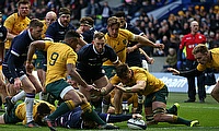 Ali Price, bottom, scrambled a try against Australia