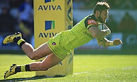 Adam Thompstone scored Leicester’s final try in the win over Harlequins