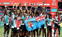 Fiji 7s celebrating their win in the Hong Kong 7s