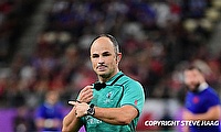 Referee Jaco Peyper during the Rugby World Cup 2019 Quarter Final match between Wales and France