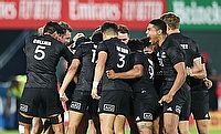 New Zealand team huddle before the match against Wales on day one of the Emirates Airline Dubai Rugby Sevens