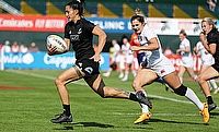 New Zealand's Shiray Kaka cuts through the England defence to score a try on day two of the Emirates Airline Dubai Rugby Sevens