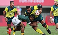Samu Kerevi (centre) ruptured his ACL during the Commonwealth games
