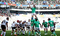 James Ryan of Ireland wins the line out during the Rugby World Cup France 2023 match between Ireland and Romania at Nouveau Stade de Bordeaux