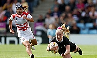 Jorja Miller of New Zealand scores her team's second try during the Women's Rugby World Cup 2025 Pool C match
