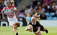 Jorja Miller of New Zealand scores her team's second try during the Women's Rugby World Cup 2025 Pool C match