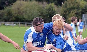 Max Ashcroft and Tom Dunn (left) in action for Bath University Rugby